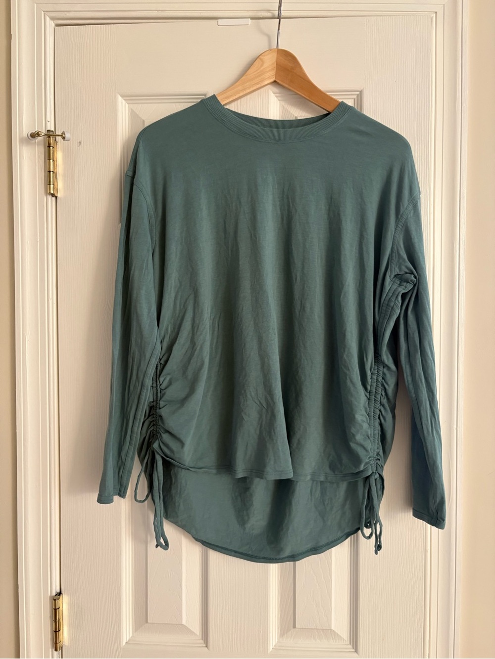 Lululemon Pima Cotton Side-Cinch Long Sleeve Shirt, Size 6, Color Tidewater Teal
